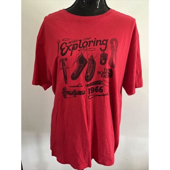 The North‎ Face Never Stop Exploring "1966" Men's Red T-shirt Size Large - Picture 1 of 6